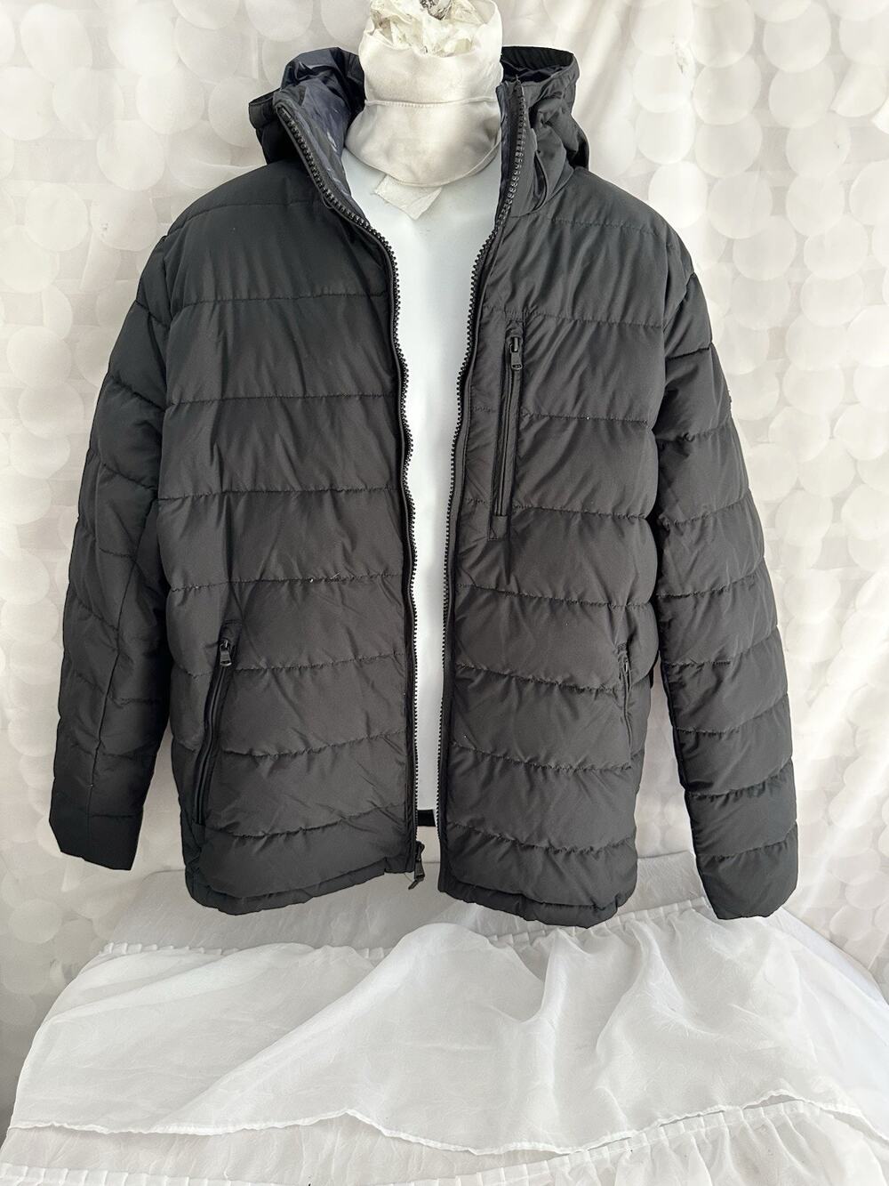 Michael Kors Mens Large Black Premium DOWN Puffer Jacket Hooded Packable